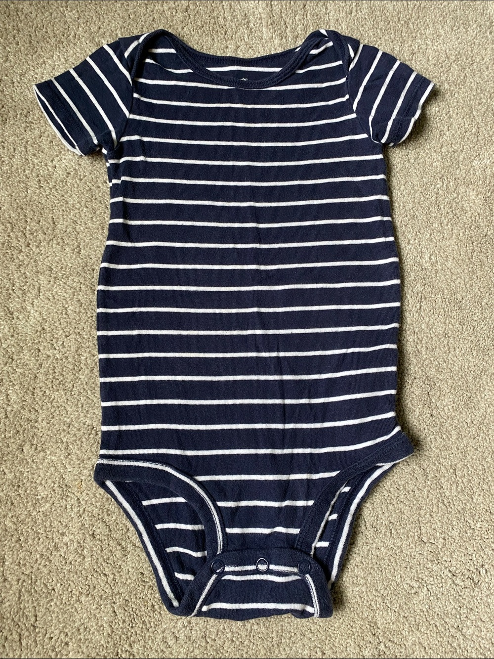 Carter's 18 Month Navy and White Striped Short-Sleeve Baby Bodysuit